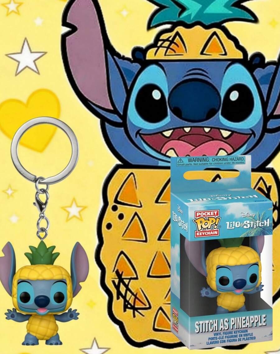 Funko Pocket Pop Keychain Lilo & Stitch, Stitch As Pineapple Vinyl Figure Key Ring, Cute Cartoon Bag Charm, Backpack Key Holder, Gift For Girls Fans Easter Gifts - Multicolor - View 1