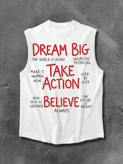 Manfinity LEGND Men's Slogan Print Round Neck Casual Versatile Tank Top