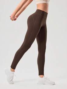 OutZeal Women Sports Leggings Daily Casual Yoga Quick Drying Tummy Control Soft Stretch Bottoms - Brown - View 8