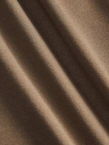 Slaydiva Neuer Frühlingsanfang, Frühlings- und Sommerfestival, Valentinstag, Ostern Lässig, einfacher und Basic Stil, Y2K Street Sweet, tägliches Date, Hot Girl Stil, sexy, sportlich und stilvoll, kleiner Stehkragen, halbe Öffnung Revers, Reißverschluss Stil, langärmliges Top + enge Hose, 3/4 Hose, Hasselblad Faden Dekoration, graubraunes Set für Frauen, Zweiteiler - Kaffeebraun - Übersicht 10