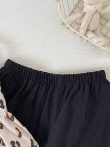 Cozy Pixies 女婴爱心图案针织柔软圆领无袖背心和松紧腰裤两件套 - 黑色 - 查看 5