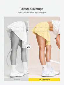 GLOWMODE Swing And Shine 轻盈吸汗速干 UPF 50+ 防晒除臭内置短裤侧袋褶裥网球裙 高尔夫匹克球日常休闲装 - French Vanilla - 查看 4