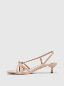 CUCCOO BIZCHIC 女士鞋履 春夏新款杏色细条纹露趾中跟凉鞋 简约时尚舒适 日常百搭通勤凉鞋 女鞋 - ~杏 - 查看 10