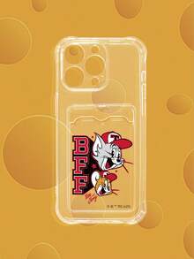 TOM & JERRY X SHEIN Tom & Jerry Cat & Mouse BFF Cartoon Clear TPU Card Holder Phone Case, Lens-Protective Shockproof Anti-Scratch Cover With Card Slot, Nostalgic Anime Daily Gift Accessory, Fundas,Compatible With IPhone Case,Covers,Compatible With IPhone 16/Compatible With IPhone 17/Compatible With IPhone 17 Pro Max/Compatible With Iphone 17 Pro Cell Phone Case, Quick Ship - Clear - View 4