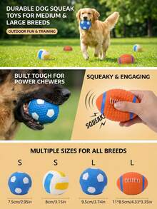 PETSIN 1PC Pet Interactive Training Ball Toy, Latex Rugby Football, Sound-Making Toy, Chewable And Bite-Resistant, Stress-Relieving Dog Toy. - Multicolor - View 2
