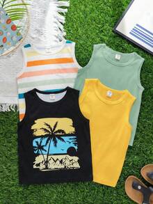 Young Boys' Summer Casual Round Neck Tank Top - Multicolor - View 3