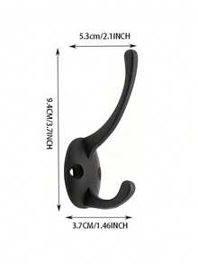 Black Wall Hook, Wall Mounted Compartment Accessory, Retro Double Hook, Heavy-Duty Door Hook, Can Be Used To Hang Towels, Hats, Keys, Wardrobes, Bags, Nail Racks, Key Racks, Suspended Storage Racks, Storage Racks - Black - View 5