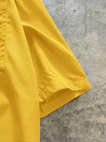 SWAVVY Men's Woven Casual Loose Fit Short Sleeve Shirt Mens Oversized Cropped Shirt Mens Cropped Short Sleeve Shirts Short Sleeve Boxy Men Lemon Shirt Yellow Cropped Men Shirts Boxy Cropped Men Shirts - Yellow - View 4