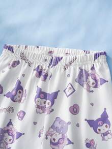 HELLO KITTY AND FRIENDS | SHEIN 女婴卡通印花长袖上衣和裤子睡衣套装 - 淡紫色 - 查看 7