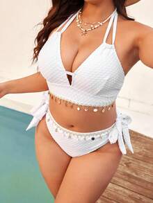 Swim Vcay 2026 New Summer Beach Vacation Shell Decor, Plus Size Swimwear Set - Multicolor - View 5