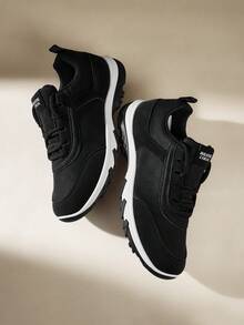 CUCCOO EASI Sepatu Sneakers Kasual Wanita Bertali yang Nyaman untuk Pemakaian Sehari-hari - Kulit hitam - View 5