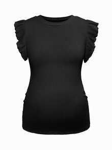 SHEIN Camiseta de maternidad de unicolor, cuello redondo, casual y versátil para uso diario - Multicolor - Ver 14