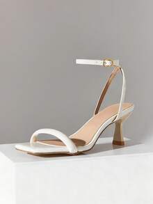 SHUZIA 女士优雅简约踝带细高跟凉鞋 - 杏色 - 查看 6