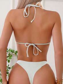 SHEIN Swim Two Pieces Swimwear, Simple, Stylish And Casual For Everyday Wear For Summer Beach Vacation - Apricot - View 2