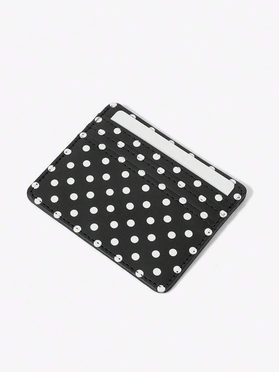 Viva Strut 1 PC Black Background White Polka Dot Multi-Card Card Clip, Retro Polka Dot Light And Thin Card Bag, Small And Large Capacity! Polka Dot Multi-Card Card Bag - Black and White - View 1