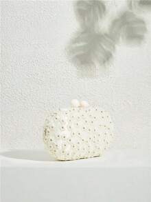 SHECARRY Bolso de mano para dama, bolso de mano con flores beige frescas, ideal para vacaciones, fiestas y versátil - Beis - Ver 2