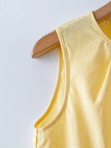 Ellevyn Conjunto de 2 piezas de camiseta holgada y pantalones de pierna ancha con estampado de lámina de oro, elegante para mujer, adecuado para bodas y fiestas - Amarillo - Ver 6