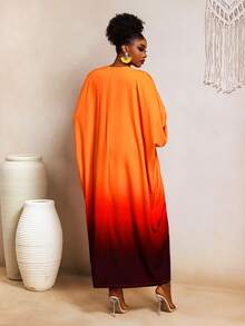 BamGleam Set de 2 piezas: Bata suelta con efecto ombré y vestido ajustado sin mangas - Multicolor - Ver 2