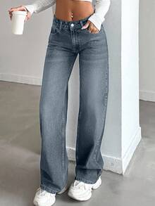 100%Cotton Ladies" Fashionable Loose Fit Casual Denim Jeans - Dusty Blue - View 7