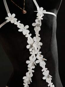 SpicyHot 女士性感蕾丝边连体衣，贴身内衣 - 白色 - 查看 3