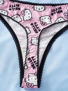 HELLO KITTY AND FRIENDS | SHEIN 女士字母卡通印花性感日常丁字裤 - 彩色 - 查看 4
