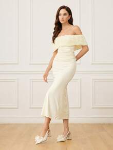 CUCCOO HITCHD Women Shoes Spring. New Pointed Thick Heel High Heel Romantic Elegant White Satin With Pearl Mesh Flower Women's High Heel Shoes Dress Shoes Bridal Shoes Wine Season Sign For Valentine's Day Elegant Versatile - White - View 3