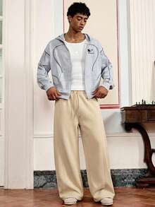 SWAVVY Pantaloni della tuta casual da uomo di colore grigio scuro, taglia standard, con tasche, gamba curva - Moka Marrone - Visualizzare 4