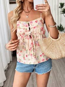 INAWLY Women's Casual Floral Print Camisole Top, Summer - Multicolor - View 6