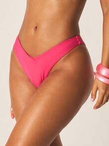 MISSGUIDED Women's High Waisted Bikini Bottom V-Cut Cheeky Triangle Swimwear Beach Summer Vacation Pool Party Hot Pink Bright - Hot Pink - View 3