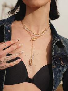 Glisma 18K Gold Plated Zirconia Chain Pendant Necklace - Yellow Gold - View 5