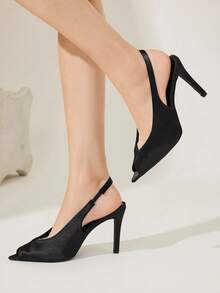 CUCCOO CHICEST Giày sandal cao gót mũi nhọn màu đen thời trang dành cho nữ, thích hợp cho những chuyến đi hàng ngày. - màu đen - Xem 5