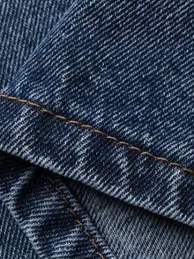 DAZY Women's Pocket Button Casual Versatile Daily Wear Wide Leg Jeans - Blue - View 7