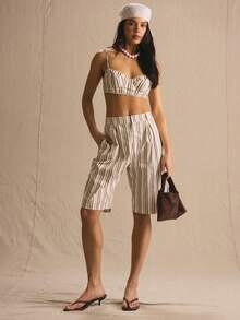 MUSERA Lace Trim Stripe Bralete Spring Summer Cosy Cute Daily Girly Vacation Sunlight Social - Multicolor - View 6