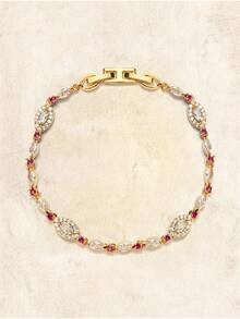 Glisma Vòng tay dây chuyền nữ, Cao cấp/Cổ điển/Sang trọng, Mạ vàng 18K, Quyến rũ/Cổ điển, Dành cho Mẹ/Phụ nữ/Cô gái/Mẹ, Mùa hè/Đi biển/Dạ hội/Tiệc tùng, Nhiều lớp/Đá quý/Hạt cườm/Pha lê - Vàng - Xem 1