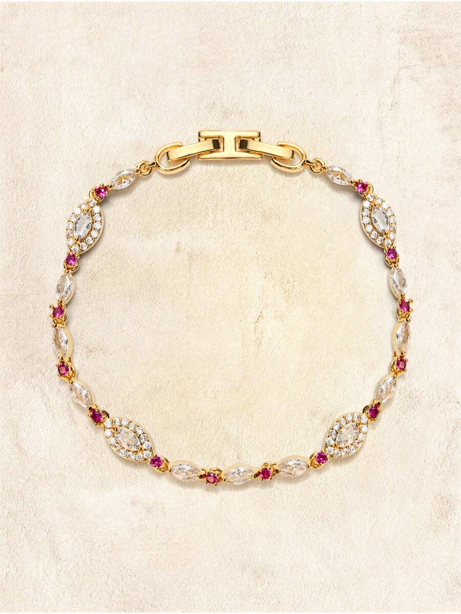 Glisma Vòng tay dây chuyền nữ, Cao cấp/Cổ điển/Sang trọng, Mạ vàng 18K, Quyến rũ/Cổ điển, Dành cho Mẹ/Phụ nữ/Cô gái/Mẹ, Mùa hè/Đi biển/Dạ hội/Tiệc tùng, Nhiều lớp/Đá quý/Hạt cườm/Pha lê - Vàng - Xem 1