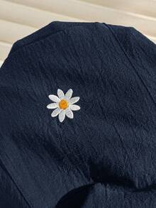 SHEIN Maternity Casual Commuter Daisy Embroidered Jumpsuit - Royal Blue - View 7