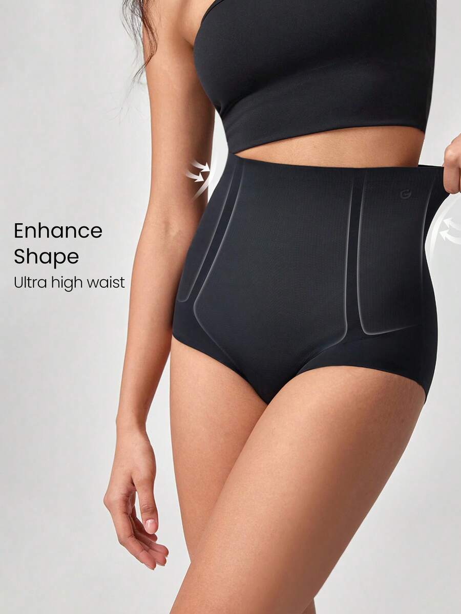 GLOWMODE 1 Pack Sculpt Fit High-Rise Waist Smoothing Effect Coverage Underwear Daily Casual - Black - View 1