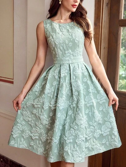 Vintamour Đầm dạ hội Jacquard cổ điển thanh lịch dành cho nữ, đầm hè cho nữ, trang phục hè cho nữ, quần áo hè, trang phục nghỉ hè, trang phục mùa xuân cho nữ, đầm mùa xuân cho nữ, quần áo mùa xuân cho nữ, trang phục nghỉ xuân, quần áo mùa xuân cho nữ, đầm thanh lịch cho nữ dự tiệc, đầm dự tiệc thanh lịch cho nữ, đầm dự đám cưới cho nữ, đầm tốt nghiệp, đầm dự lễ thanh lịch, đầm trang trọng cho nữ.