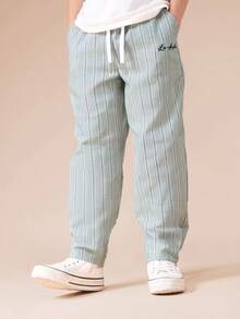 SUMWON Boys Barrel Stripe Drawstring Jogger Pants With Elastic Ankle Cuffs And Side Pockets Casual Vacation - Green - View 4