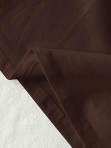 Tseoso 2pcs/Set Casual Minimalist Basic Round Neck Short Sleeve Undershirt, Black & Dark Brown, Spring/Summer - Multicolor - View 7