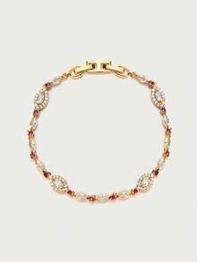 Glisma Vòng tay dây chuyền nữ, Cao cấp/Cổ điển/Sang trọng, Mạ vàng 18K, Quyến rũ/Cổ điển, Dành cho Mẹ/Phụ nữ/Cô gái/Mẹ, Mùa hè/Đi biển/Dạ hội/Tiệc tùng, Nhiều lớp/Đá quý/Hạt cườm/Pha lê - Vàng - Xem 3