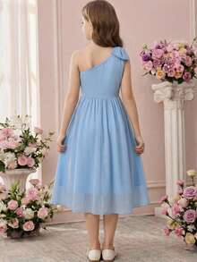 Pitira Đầm dự tiệc bằng chiffon cổ vuông sang trọng, dễ thương dành cho bé gái tuổi teen, thích hợp tham dự dạ hội, đám cưới, tiệc tùng và các sự kiện. - Màu xanh lam - Xem 2