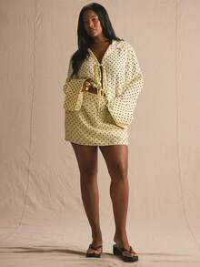 MUSERA High Rise Polka Dot Straight Fit Mini Skirt Spring Summer Elegant Easter Cute Vacation Casual Everyday Sunlight Social - Multicolor - View 2