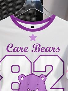SHEIN X Care Bears Women's Round Neck Short Sleeve Casual Versatile T-Shirt, - White - View 5