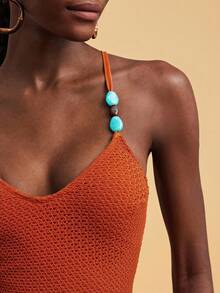 Travachic 女士纯色串珠连体泳衣，适合海滩度假、泳池派对、沙滩派对 - 彩色 - 查看 9