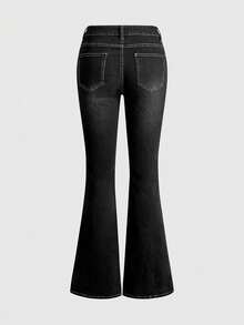 ROMWE J-Fashion Silver Spider Embroidery Retro Sexy Women's Jeans - Grey - View 2