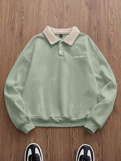 Manfinity Unisex Men's Knit Casual Loose Fit Long Sleeve Sweatshirt, Fashionable & Comfortable For Autumn/Winter Sweats Shirt Long Sleeve Polo Shirt