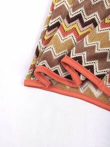 GlowEve Conjunto casual de 2 piezas de top de tirantes con cuello redondo y rayas onduladas, y shorts para mujer - Naranja - Ver 4