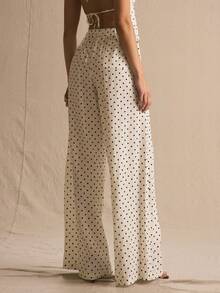 MUSERA 波点阔腿裤套装，仅下装，春夏舒适可爱日常少女度假春季穿搭休闲复活节 Casa De Muse - 白色 - 查看 5
