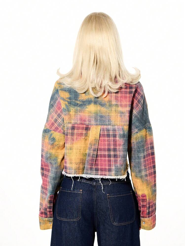 SUMWON WOMEN Oversized Acid-Wash-Jeansjacke mit Strasssteinen, kurz geschnitten